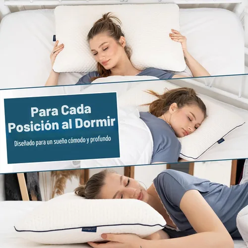 Vista 5 de alkamto Almohada de espuma viscoelástica de 27.5 x 18 pulgadas, almohada ergonómica de apoyo para el cuello, certificada Oeko-Tex, funda