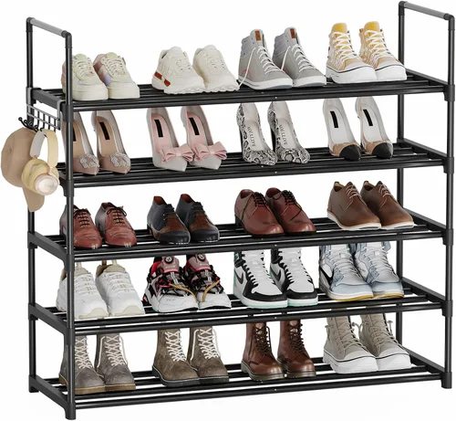 Vista 11 de Zapatero de 3 niveles, organizador de zapatos resistente, estante de almacenamiento de zapatos, perfecto para entrada de puerta delantera, armario