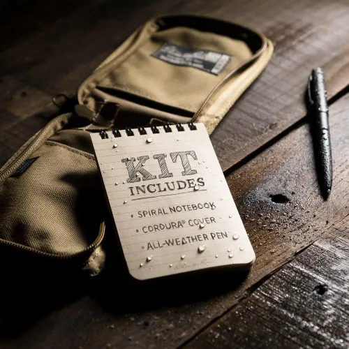 Vista 10 de Rite in the Rain All-Weather - Kit de cuaderno con espiral en parte superior de 3 x 5", funda de tela CORDURA, cuaderno amarillo y bolígrafo