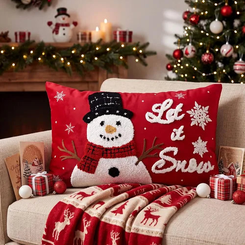 Vista 9 de Boao Merry & Bright - Fundas de almohada lumbar de 12 x 24 pulgadas Rojo Blanco