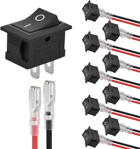 Vista 10 de Nilight Interruptor de botón de 0.472 in, 5 unidades con arnés precableado de acero inoxidable de 12 V 24 V, bloqueo automático, interruptores 5