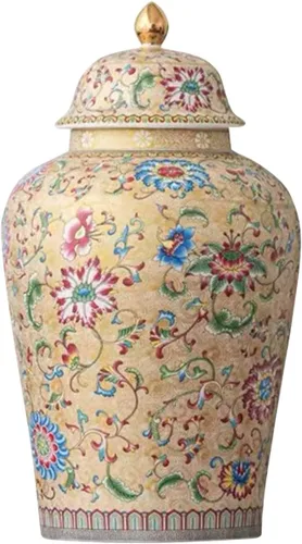 Vista 11 de Urna de flores para cenizas para adultos, 11.6 pulgadas, 200 libras, cerámica decorativa, flores de pavo real, urna grande, capacidad de 200