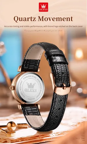 Vista 6 de OLEVS Reloj de mujer marrón con correas de cuero para mujer, elegante vestido de lujo con cronógrafo, resistente al agua, fecha, día
