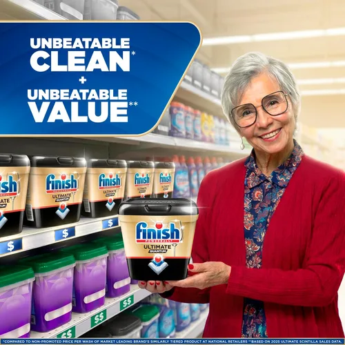 Vista 5 de Finish Ultimate Infinity Shine - Cápsulas para lavavajillas, detergente sin necesidad de pre-enjuague, elimina manchas quemadas, con Protector