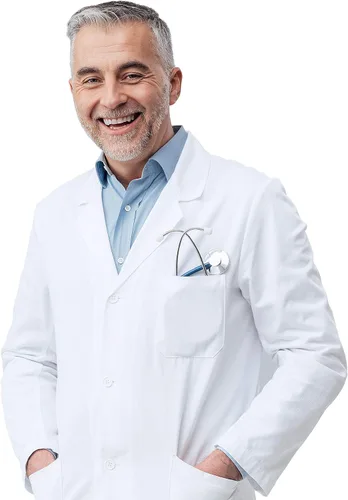 Vista 3 de NY Threads Abrigo de laboratorio profesional para hombres, abrigo médico largo de polialgodón de manga completa