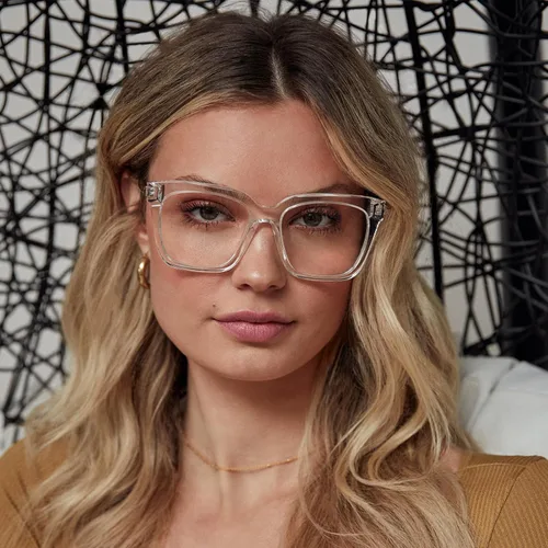 Vista 2 de DIFF Bella - Gafas de computadora de diseño cuadrado con bloqueo de luz azul de gran tamaño para mujeres