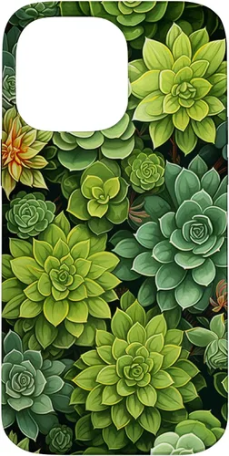Vista 21 de Succulent Plant Botanical Green Floral Pattern Flower Cactus Case for iPhone 17