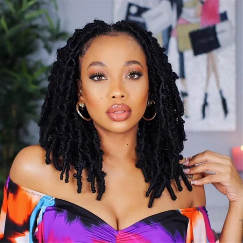Vista 17 de Toyotress Butterfly Locs - Cabello de ganchillo de 8 pulgadas, 7 piezas de trenzas de ganchillo desgastadas pretrenzadas, color negro natural