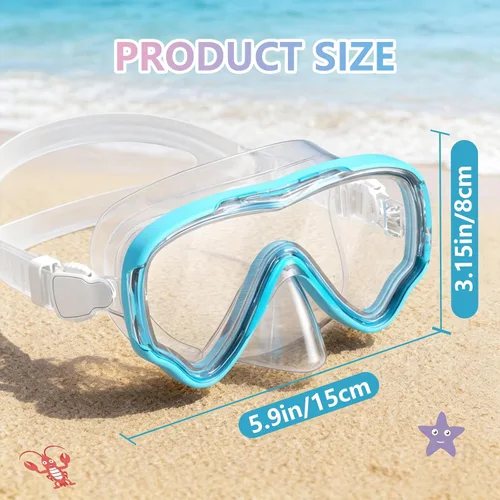Vista 8 de Gafas de natación para niños con cubierta para la nariz, máscara de buceo de esnórquel, antivaho, anti-UV, equipo de esnórquel, gafas de natación