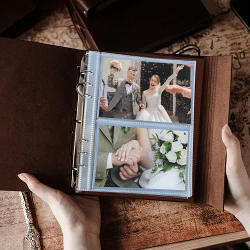 Vista 3 de Álbum de fotos de 4 x 6 pulgadas, 160 fotos, álbumes de fotos de cuero con espacio de escritura con 30 papeles de escritura, viajes, familia, boda
