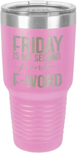 Vista 10 de Viernes es mi segundo favorito F Word negro vaso de 30 oz con paja y tapa superior deslizante Taza de viaje de acero inoxidable Compare con Yeti