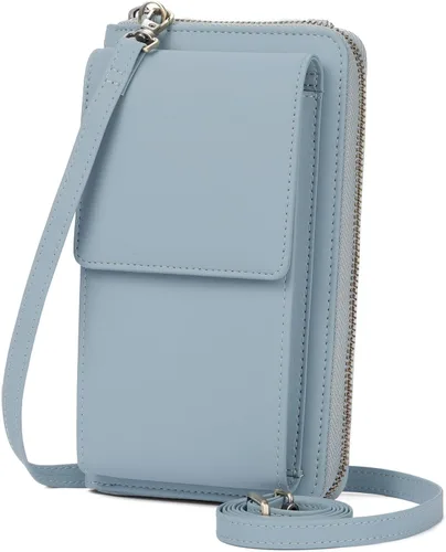 Vista 8 de SENDEFN Bolso cruzado pequeño para teléfono celular para mujer, de cuero, con múltiples ranuras para tarjetas A01-negro