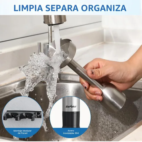 Vista 7 de Batidora de inmersión profesional 6 en 1, licuadora de mano resistente con 12 velocidades y 10 accesorios, picadora de alimentos de 20 onzas