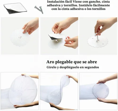 Vista 9 de Jolitac Dosel de Cama Mosquitera de Encaje para Camas de Niñas, Tienda de Juego de Princesa Única Toldos de Malla Cúpula Grande de Encaje Cortinas