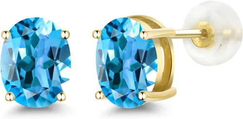 Vista 336 de Gem Stone King Aretes de oro de 14 quilates con piedra natal ovalada de 0.315 x 0.236 in Aretes de oro para mujer