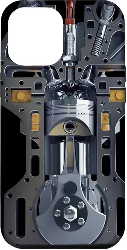 Vista 26 de Mecánico Motor Metal Pistón Cilindros Metal PC Case para iPhone 17