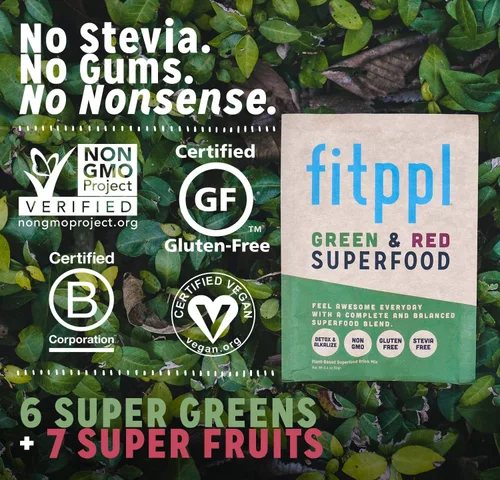 Vista 3 de Superalimento alcalinizante vegano verde y rojo Ingredientes orgánicos Camu, Chlorella, Spirullina y Moringa para apoyo inmunológico Suplemento