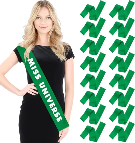 Vista 11 de Dreamtop 16 piezas de faja de satén en blanco negras para concursos, Señorita Mayor América 2026, faja para concurso de belleza