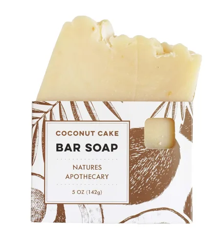 Vista 2 de NATURE'S APOTHECARY Jabón de barra prémium de Coconut Cake Jabón de castilla con aceite de coco y leche de coco, ecológico, vegano