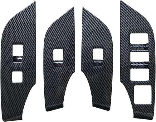 Vista 3 de ruihe 4 piezas de fibra de carbono color coche interior puerta ventana ventana panel cubierta ajuste ajuste para Toyota RAV4 2019 2020 2021 2022