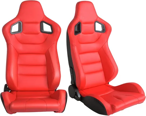 Vista 28 de FREEMOTOR802 Par de asientos reclinables universales para carreras, PU Rosa