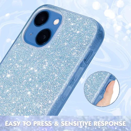 Vista 5 de MILPROX Funda compatible con iPhone 13 (2021), carcasa de gel de goma brillante con purpurina de 3 capas a prueba de golpes para iPhone 13 de 6.1