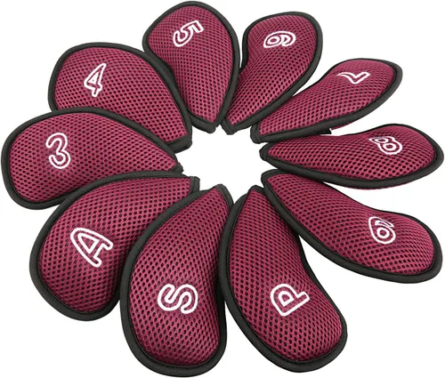 Vista 11 de 10 unids/pack nuevo Meshy Golf Iron Covers Set Golf Club Head Cover Fit Most Irons Iron Head Covers, With Numbers, Soft, Thick, Breathable, Fit