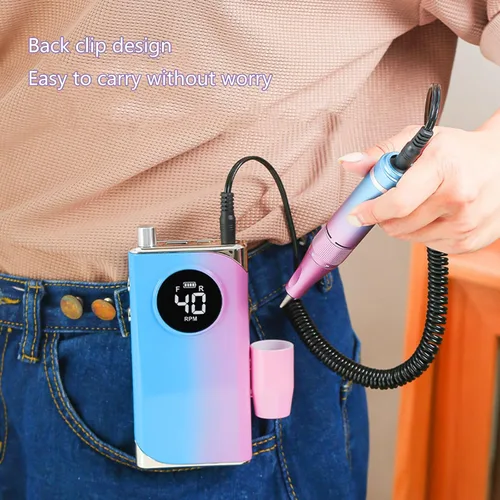 Vista 7 de Peiiwdc Taladro de uñas eléctrico para uñas, portátil, recargable, 40000 rpm, juego de manicura y pedicura eléctrica profesional