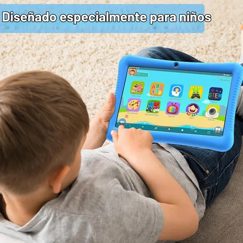 Vista 3 de Tableta para niños de 10 pulgadas Android 13 con estuche a prueba de golpes, Quad-Core 32GB, 512GB ampliable, control parental, aplicaciones Azul