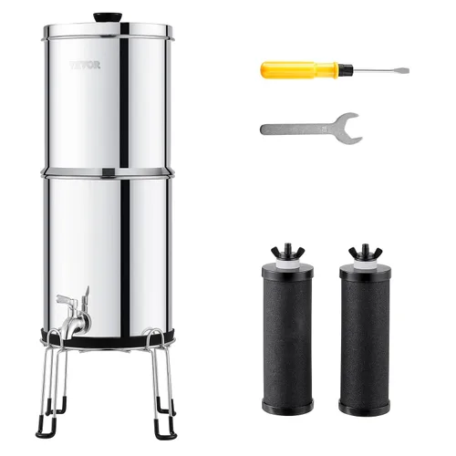 Vista 11 de VEVOR Sistema de filtro de agua por gravedad, sistema de sobremesa de acero inoxidable 304 de 1.5G, sistema de filtración de agua, reduce el plomo
