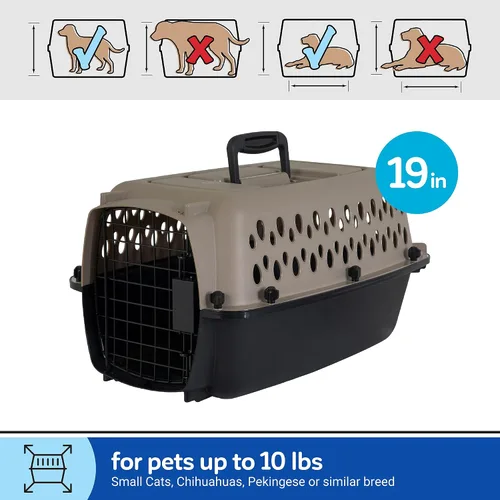 Vista 2 de Petmate Vari - Perrera/Transportadora para perros portátil apto para aerolíneas y jaulas para perros pequeños, plástico duradero, transportador