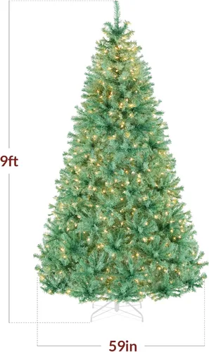 Vista 134 de Best Choice Products Árbol de Navidad azul bebé preiluminado de 6 pies, decoración navideña artificial completa con 947 puntas de rama, 250 luces
