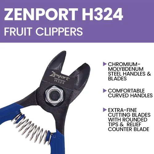 Vista 4 de Zenport H324 Clementine Citrus/Apple Fruit Clippers ergonómico, acero al cromo, 4.5 pulgadas