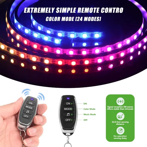 Vista 6 de 10L0L Kit de 2 luces subterráneas para carrito de golf Yamaha EZGO Club Car, iluminación de neón RGB 24 modos con control remoto inalámbrico