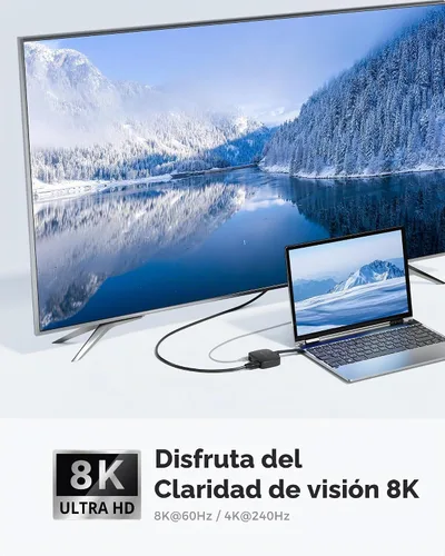 Vista 3 de Cable Matters Adaptador USB C a HDMI 2.1 de 48 Gbps con carga de host