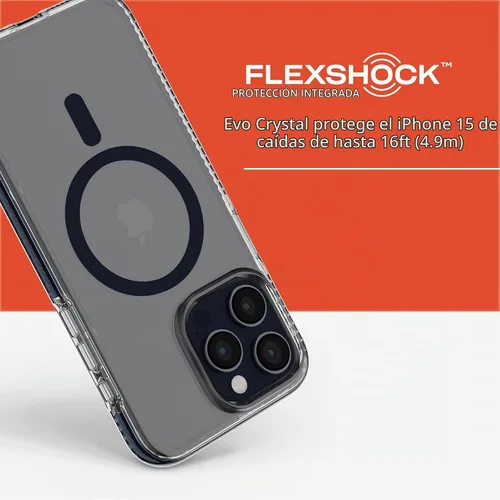 Vista 4 de Tech21 Evo Crystal - Funda para iPhone 15 Pro Max, compatible con Magsafe, funda de protección contra impactos superior con clasificación estándar