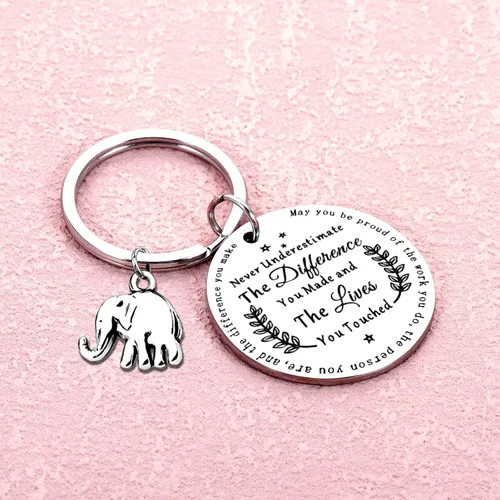 Vista 5 de Appreciation Gifts Inspirational Elephant KeychainS Thank You Keyring for Women Teacher Volunteer Employee Gifts