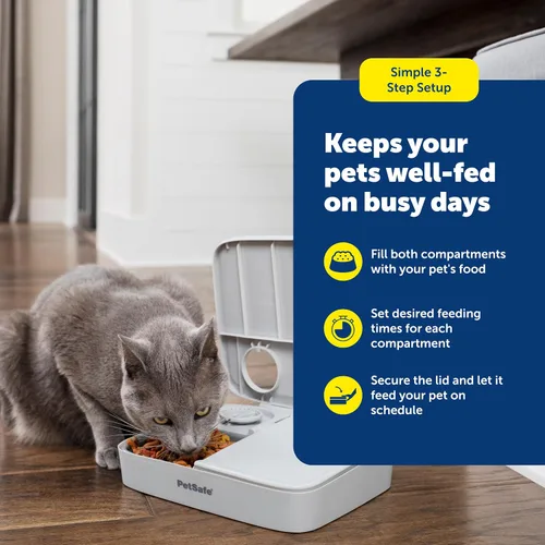 Vista 11 de PetSafe Analog 2 Comedero Programable para 2 Comidas para Mascotas, Comedero Automático para Perros y Gatos - Dispensador de Comida Seca
