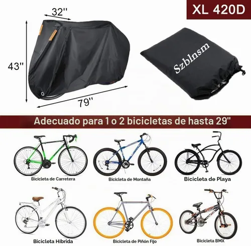 Vista 3 de Szblnsm Funda para bicicleta para 1, 2 o 3 bicicletas, impermeable para almacenamiento al aire libre, cubierta de bicicleta de 420D