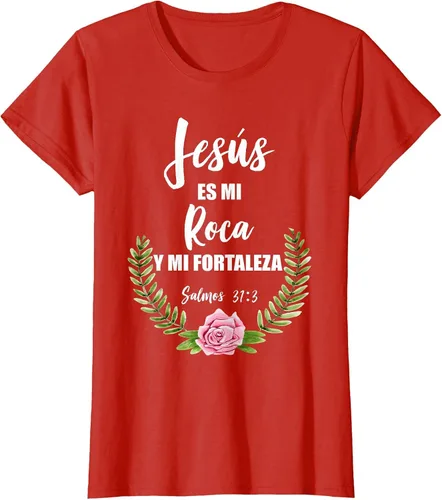 Vista 55 de Jesus ES Mi Roca - Camiseta con versículo bíblico cristiano español Salmos Asphalt Grey