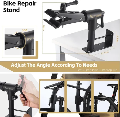 Vista 3 de West Biking Soporte para bicicleta (máximo 88 libras) para mantenimiento con abrazadera ajustable, soporte de reparación de bicicletas para un fácil