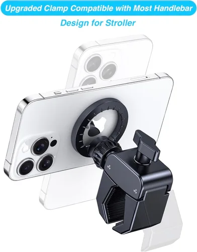 Vista 2 de Soporte de teléfono para cochecito MagSafe, soporte magnético para teléfono compatible con iPhone 17/16/15/14/13/12 Series