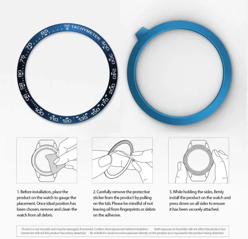 Vista 6 de PINHEN Estilo de bisel compatible con Galaxy Watch de 1.654 pulgadas / Gear Sport Bisel Ring Cubierta Adhesiva Antiarañazos de Aluminio Bisel Anillo