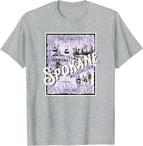 Vista 6 de Camiseta vintage Spokane Washington The Lilac City Carousel Waterfall, Negro