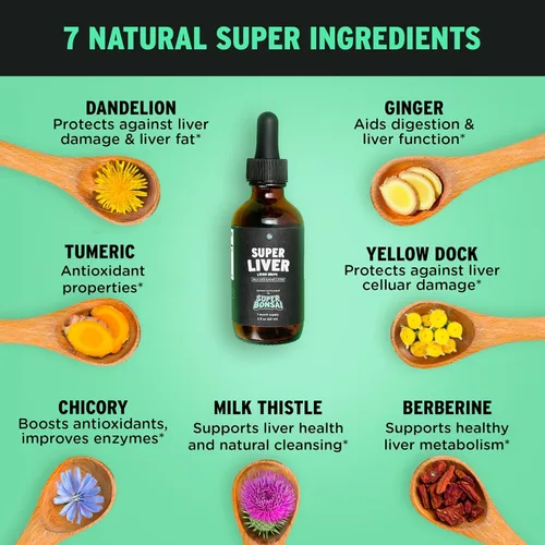 Vista 4 de SuperBonsai Super Apoyo al Hígado con Cardo Mariano - Limpieza Hepática Totalmente Natural, Desintoxicación y Ayuda para la Reparación - Suplemento
