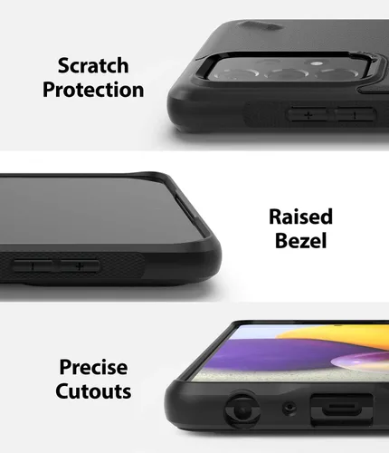 Vista 4 de Ringke Onyx - Funda compatible con Samsung Galaxy A72, granulado antihuellas, textura con agujeros para cordón, color negro