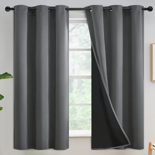 Vista 191 de Yakamok Cortinas negras, cortinas de ventana con aislamiento térmico y eficiencia energética para dormitorio, cortinas opacas completas y cortinas