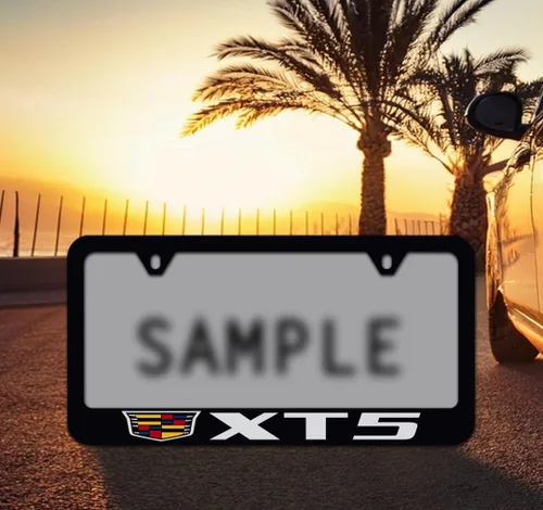 Vista 2 de Cadillac XT5 - Marco de matrícula de zinc con acabado negro (2 agujeros)