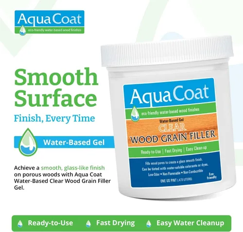 Vista 2 de Aqua Coat Gel Rellenador de Veta de Madera Transparente a Base de Agua, Secado Rápido, Bajo Olor, Bajo VOC, Lijable, Teñible y Pintable, Fácil