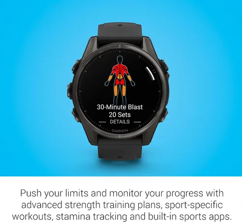 Vista 5 de Garmin Fenix 8 Premium - Reloj inteligente multideporte GPS para correr, 43 mm AMOLED, clasificado para buceo, linterna incorporada Titanio DLC